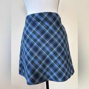 Amy Byer - Blue and Green Plaid Mini Skirt - Size S